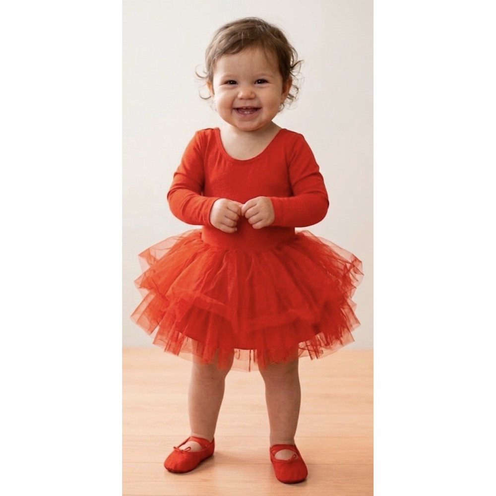 I Love Plum Rosie Red Long Sleeve Tutu Ballet Size 6-12 Months Pageant Tulle BFF
